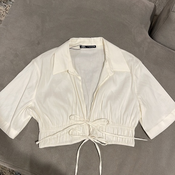 Zara tie front cropped shirt - Picture 3 of 9